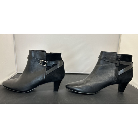 Cole Haan Womens Slip On Block Heel Pointed Toe Booties Black Leather Size 7.5B - Picture 4 of 11